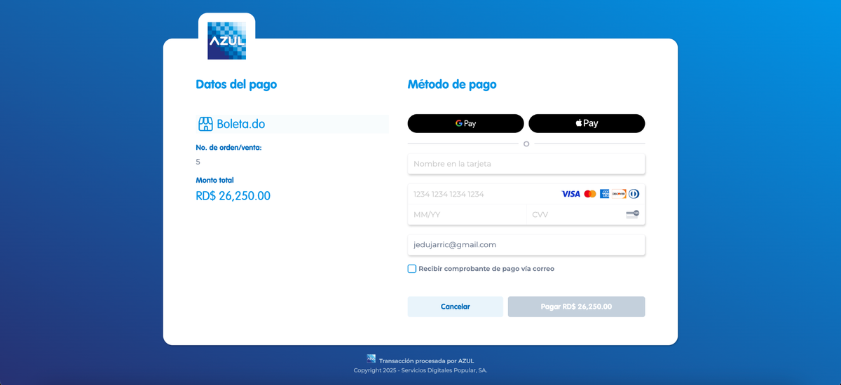 Confirmación de pago